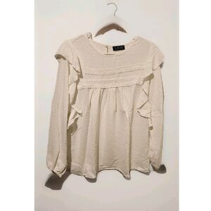 LAM Full-Sleeve White Ruffle Top Size Med Boutique